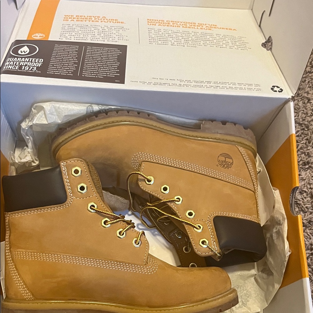 Timberland Wheat Nubuck Boots with Black Collar